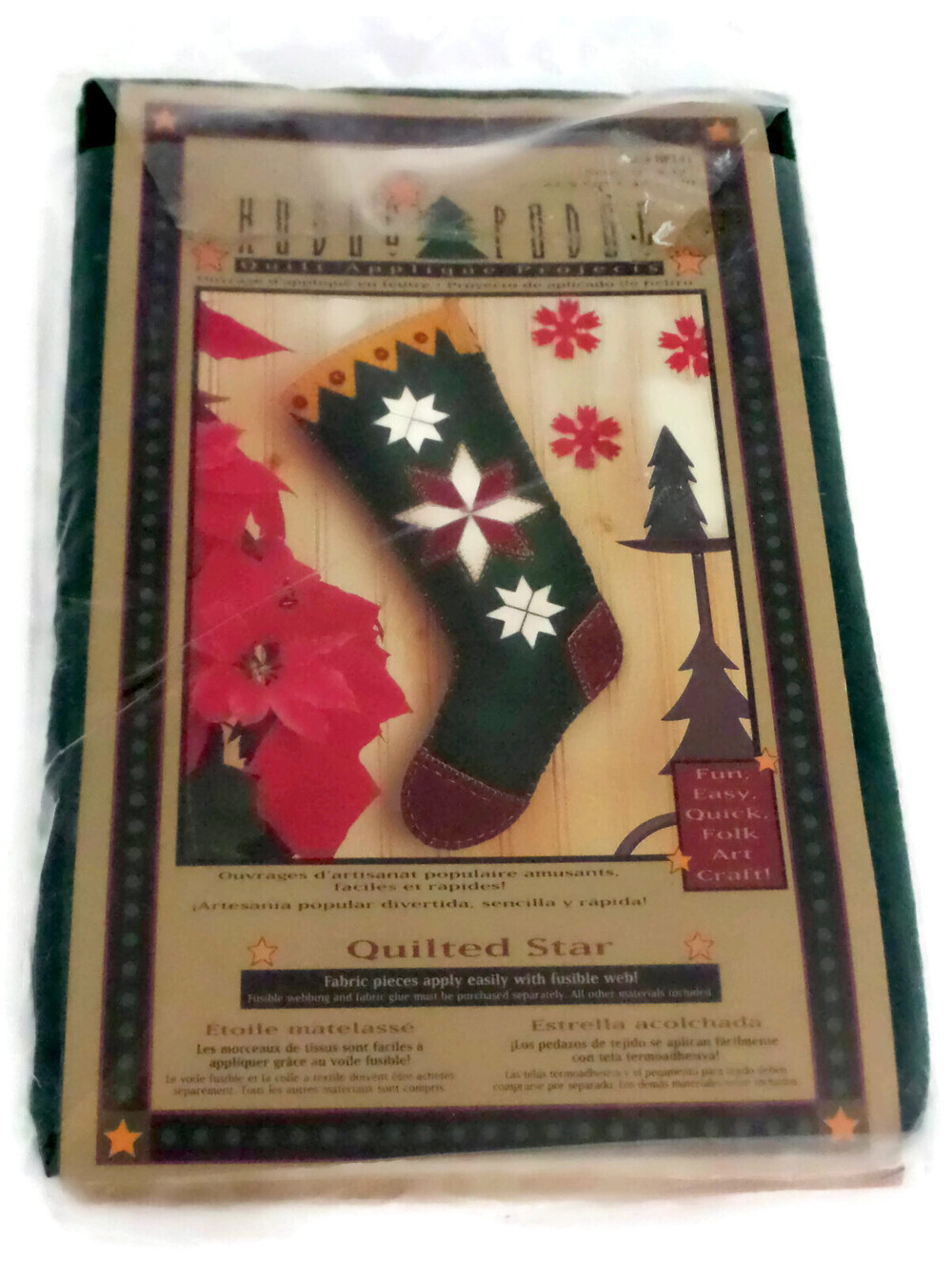 Hodge Podge Quilted Star Stocking Felt Applique Kit Folk Art Country Christmas